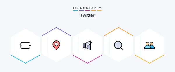 Twitter Filledline Icon Pack Including User Add Max Magnify — Vettoriale Stock