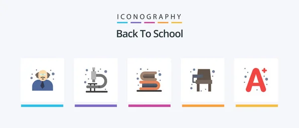 Pack Icônes Comprenant École Éducation Apprendre Bureau Icônes Créatives Design — Image vectorielle