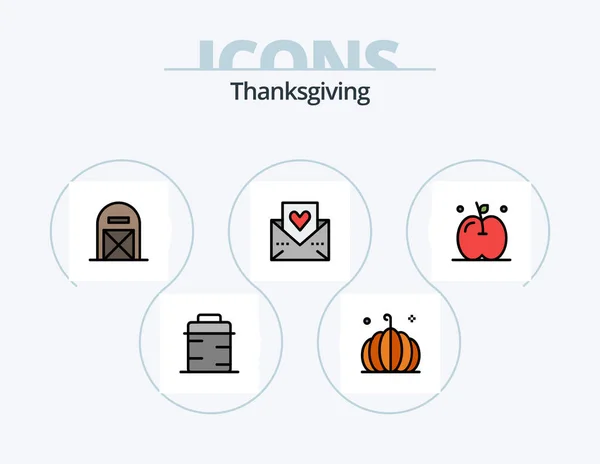 Thanks Giving Line Filled Icon Pack Icon Design Turkey Thanksgiving — Image vectorielle