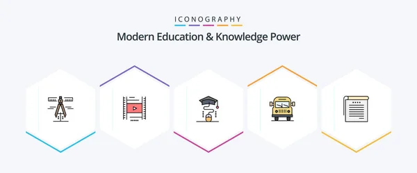 Modern Education Knowledge Power Filledline Icon Pack Including Notes Education — Stock Vector