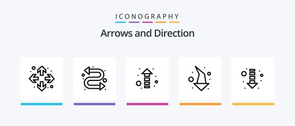 Arrow Line Icon Pack Incluyendo Hacia Abajo Izquierda Flechas Flecha — Archivo Imágenes Vectoriales