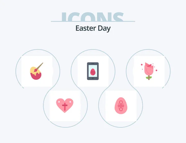 Easter Flat Icon Pack Icon Design Easter Egg Brush Cell — Stock Vector