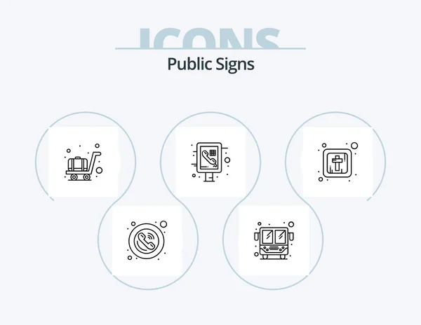 Public Signs Line Icon Pack Icon Design Camera Hospital Credit — Wektor stockowy