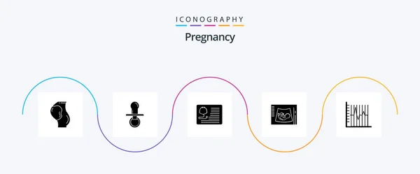 Pregnancy Glyph Icon Pack Including Sonogram Maternity Pacifier Medical Cardiology — Stock Vector
