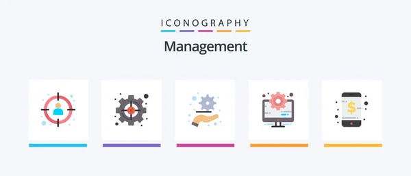 Management Flat Icon Pack Including Business Management Strategic Computer Plan — Vector de stock