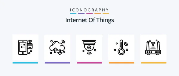 Internet Things Line Icon Pack Including Iot Device Smart Wifi — Stockový vektor