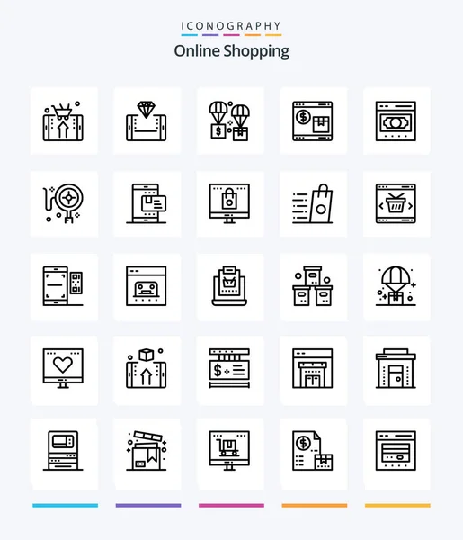 Creative Online Shopping Outline Icon Pack Exchange Business Logistic Web — Image vectorielle