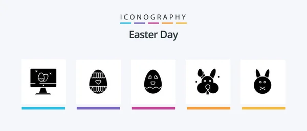 Easter Glyph Icon Pack Including Egg Easter Creative Icons Design — Stockový vektor