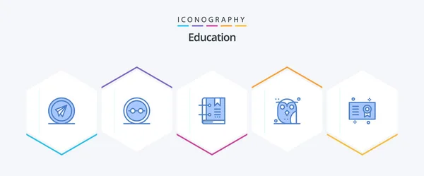 Education Blue Icon Pack Including Night Animal Glasses Page Favorite — Vettoriale Stock