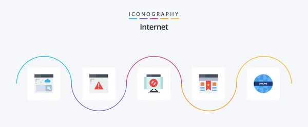 Internet Flat Icon Pack Including Online Global Delete Website Interface — Wektor stockowy