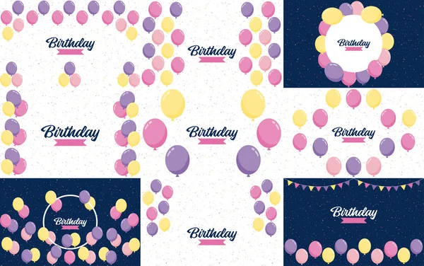 Colorfulhappy Birthday Announcement Poster Flyer Greeting Card Flat Style Vector — Διανυσματικό Αρχείο