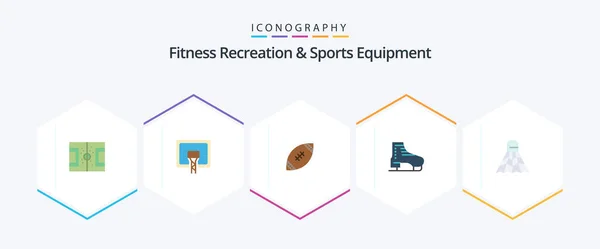 Fitness Recreation Sports Equipment Flat Icon Pack Including Skates Ice — 图库矢量图片