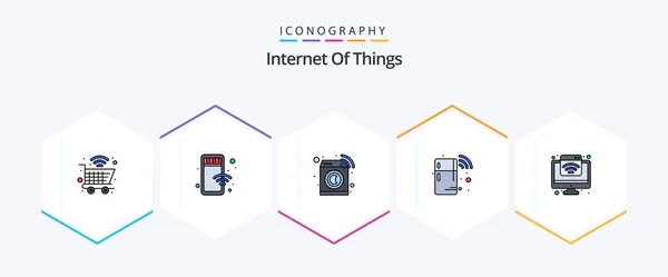 Internet Things Filledline Icon Pack Including Web Smart Machine Internet — Image vectorielle