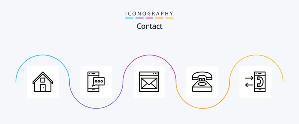 Contact Line Icon Pack Including Contact Call Phone Mail Contact — Stockvektor