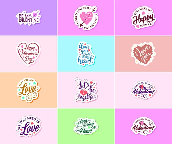 Valentine Day Sticker Time Romance Beautiful Artistry — Διανυσματικό Αρχείο