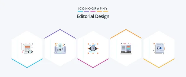 Editorial Design Flat Icon Pack Including Textbook Book Idea Art — Archivo Imágenes Vectoriales