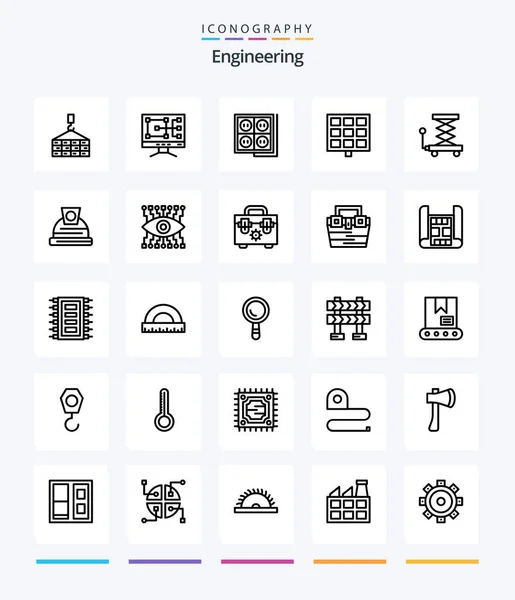 Creative Engineering Esquema Paquete Iconos Como Ascensor Coche Construcción Construcción — Archivo Imágenes Vectoriales
