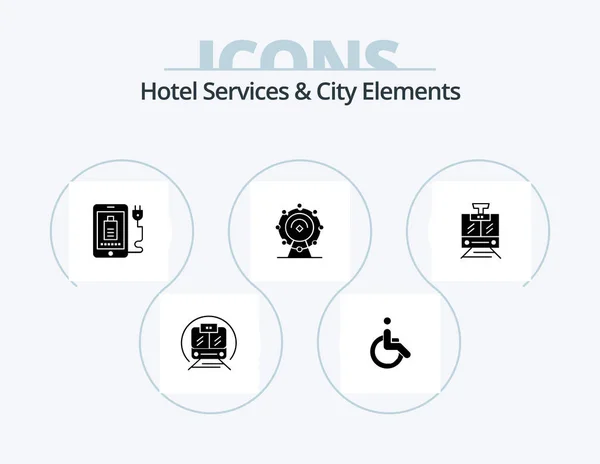 Usługi Hotelowe Elementy Miasta Glyph Icon Pack Projekt Ikony Publiczne — Wektor stockowy