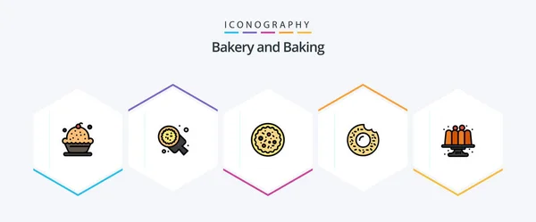 Baking Filledline Icon Pack Including Baked Food Pizza Donut Pizza — Stock vektor