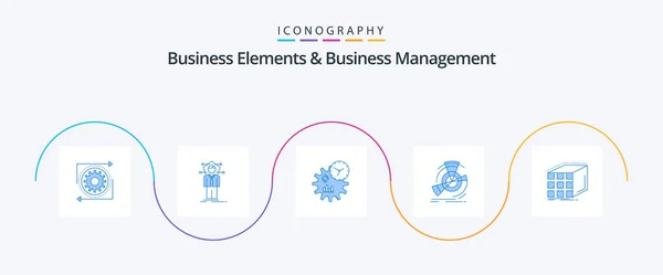Business Elements Business Managment Blue Icon Pack Inklusive Punkt Diagramm — Stockvektor