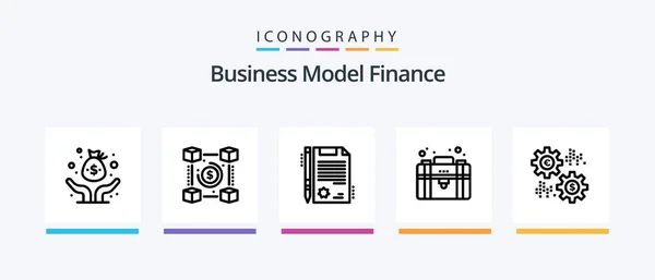 Ligne Financement Icône Pack Compris Blockchain Planification Paiement Les Affaires — Image vectorielle