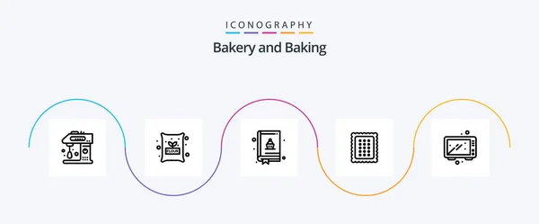 Línea Cocción Icon Pack Incluyendo Cocción Comida Trigo Pan Panadería — Archivo Imágenes Vectoriales