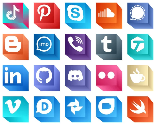 Social Media Icons Icons Pack Audio Blog Soundcloud Blogger Mesenger — Stock Vector