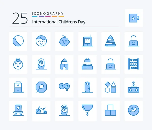 Baby Blue Color Icon Pack Including Control Newborn Toy Baby — 图库矢量图片