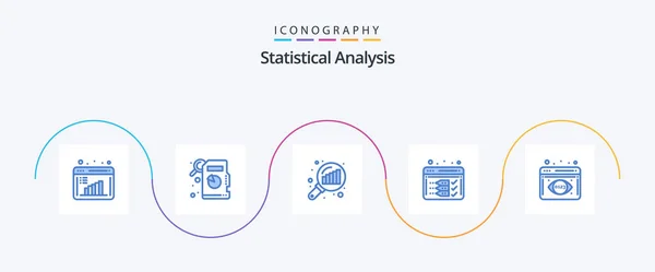 Statistical Analysis Blue Icon Pack Including Data Analysis Graph Magnifying — Stock Vector