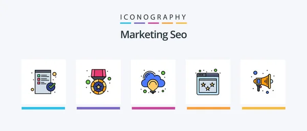 Marketing Seo Line Filled Icon Pack Including Email Cloud Computing — Stock vektor