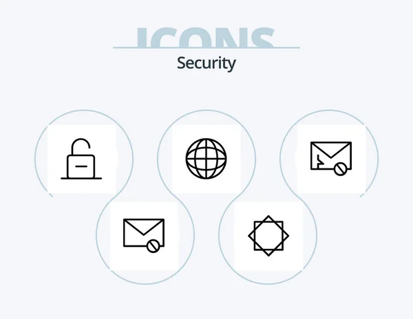Security Line Icon Pack Icon Design Virus Infected Unlock Alert — Vettoriale Stock