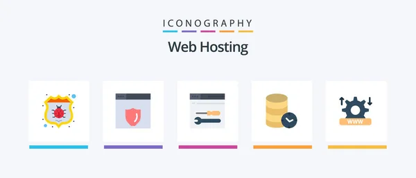 Web Hosting Flat Icon Pack Including Security Watch Service Web — Vetor de Stock