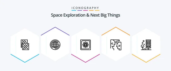 Space Exploration Next Big Things Line Icon Pack Including Interaction — Stock Vector