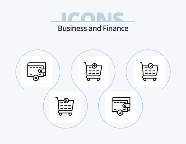 Finance Line Icon Pack Icon Design Магазин Корзина Купить — стоковый вектор
