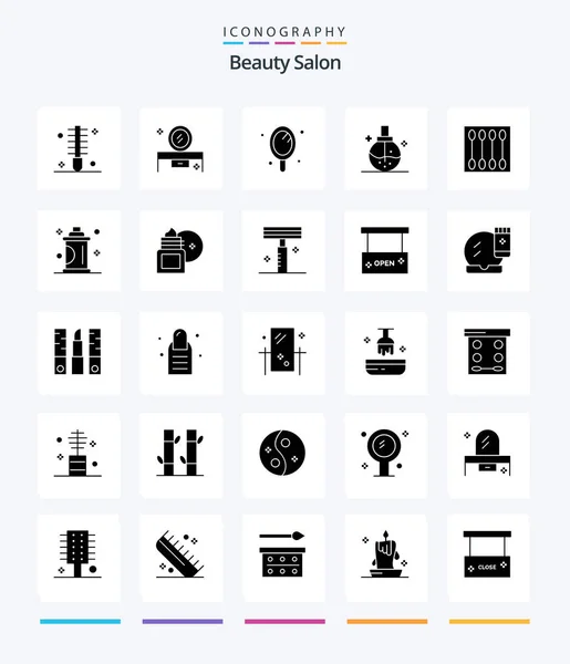 Creative Beauty Salon 25 Glyph Solid Black icon pack  Such As health. care. lowboy table. beauty. mirror