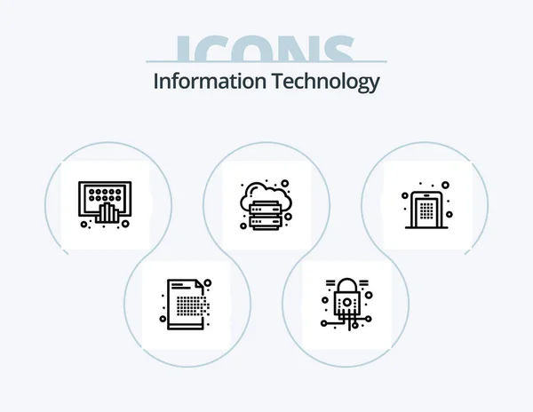Информационные Технологии Линия Icon Pack Icon Design Сеть Кибер Пароль — стоковый вектор