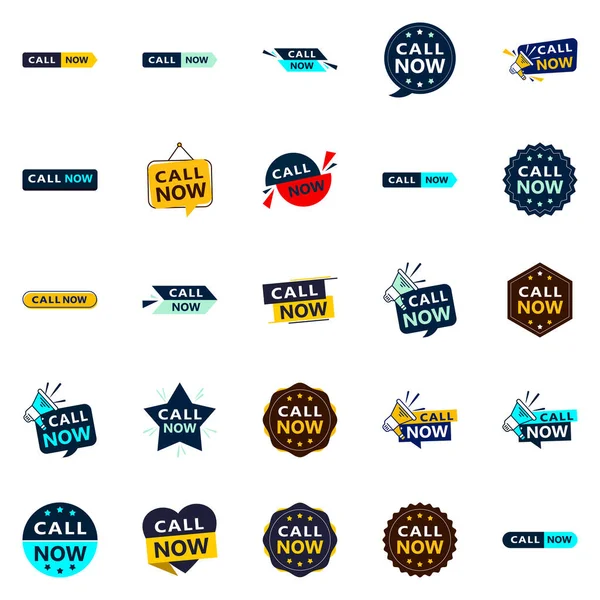 Call Now Fresh Typographic Elements Lively Calling Campaign — Stok Vektör