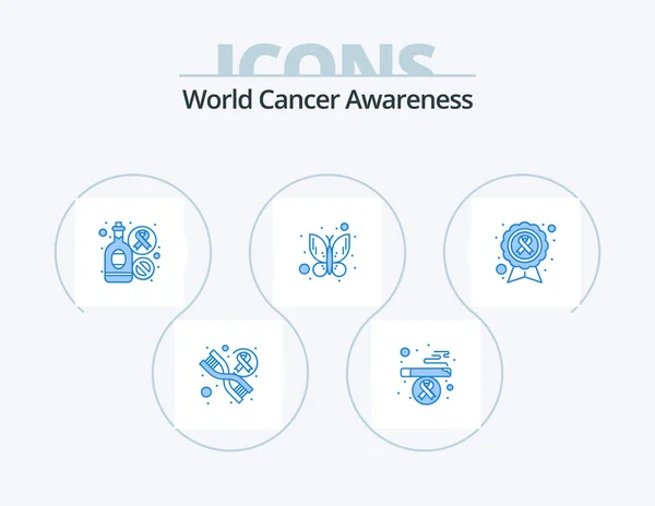 World Cancer Awareness Blue Icon Pack Pictogram Ontwerp Ziekte Een — Stockvector