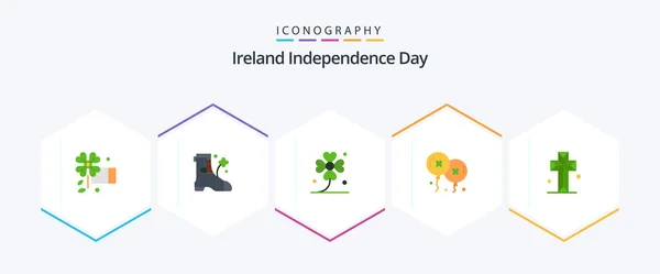 Ireland Independence Day Flat Icon Pack Including Cross Cathedral Ireland — Stock Vector