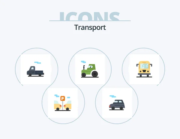Transport Flat Icon Pack Icon Design Truck Cargo Transport Car — Wektor stockowy