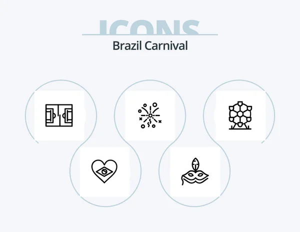 Brazil Carnival Line Icon Pack Icon Design Brazil Sunrise Landmark — Vetor de Stock