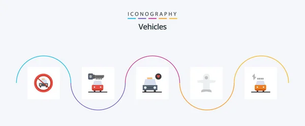 Vehicles Flat Icon Pack Including Electric Car Car Vehicles Takeoff — Vetor de Stock