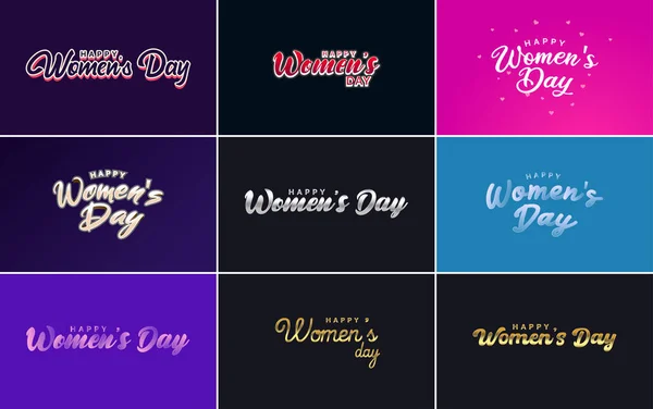 Set Happy International Woman Day Signs Emblems Design Elements Vector — Stockvektor