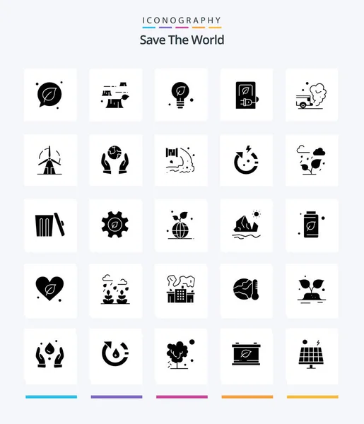 Creative World Glyph Solid Black Icon Pack Air Stations Ecology — Vetor de Stock