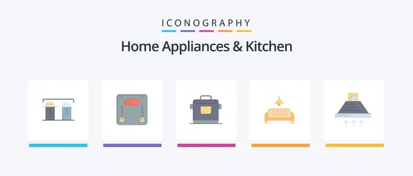 Home Appliances Kitchen Flat Icon Pack Including Cooking Home Cooker — Stock Vector