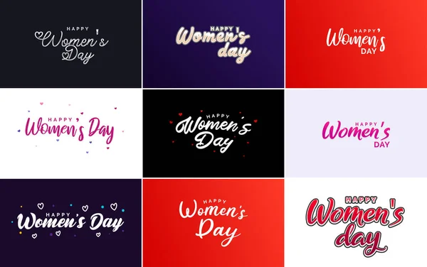 Pink Happy Women Day Typographical Design Elements International Women Day — Διανυσματικό Αρχείο