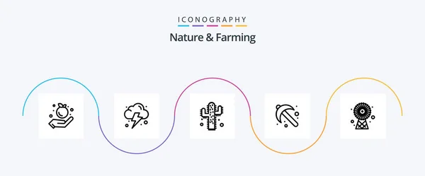 Nature Farming Line Icon Pack Including Energy Farming Ecologic Tool — Wektor stockowy