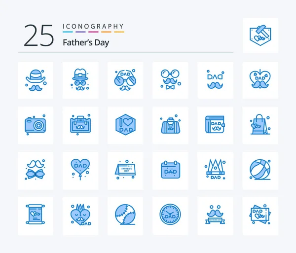 Fathers Day Blue Color Icon Pack Including Love Father Fathers — Stock Vector