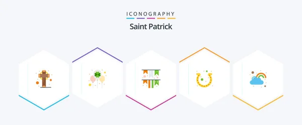 Saint Patrick Flat Icon Pack Including Luck Fortune Irish Festival — Stockový vektor