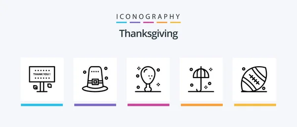 Thanksgiving Line Icon Pack Including Season Flora Greeting Autumn Thanks — Vetor de Stock